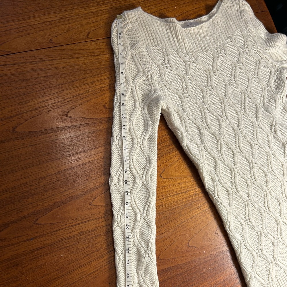 Ann Taylor Loft Cable-knit Pullover Sweater in Ivory/Cream (soft wool blend) - Picture 6 of 12